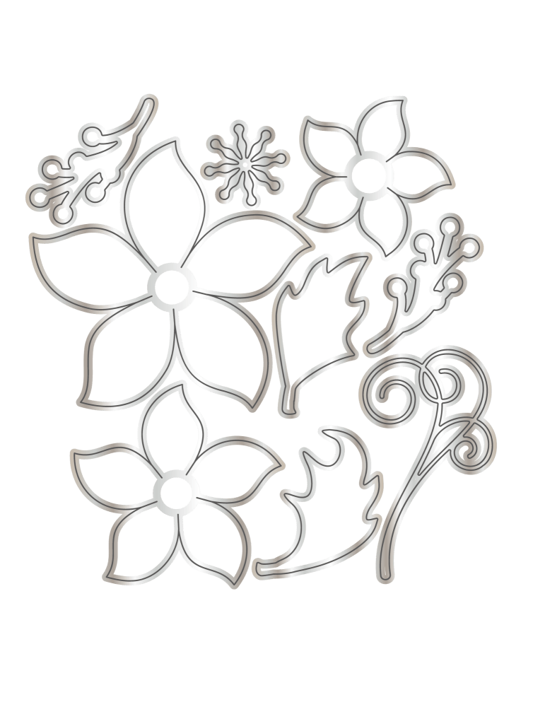 Chloes Creative Cards Christmas Rose 5x7 3D Embossing Folder, Metal Die & Stamp Set - Craftywaftyshop