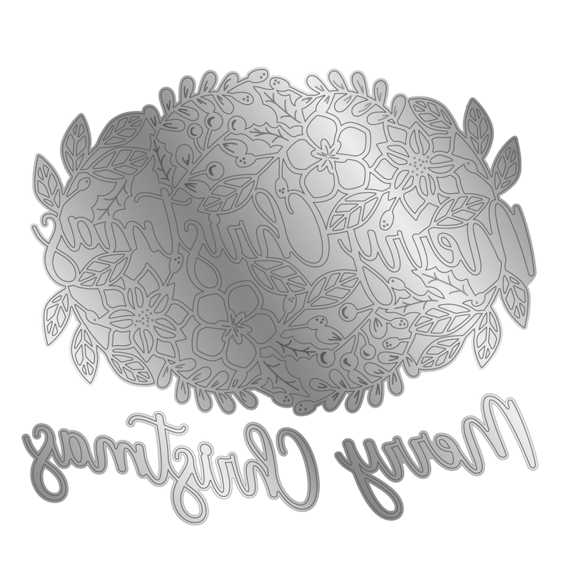 Chloes Creative Cards Floral Merry Christmas Metal Die Set - Craftywaftyshop