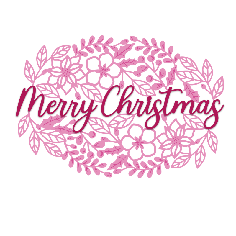 Chloes Creative Cards Floral Merry Christmas Metal Die Set - Craftywaftyshop