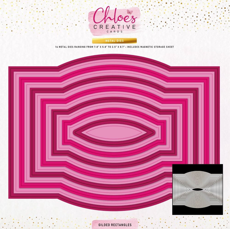 Chloes Creative Cards Metal Die Set - 6x8 Gilded Rectangles - Craftywaftyshop