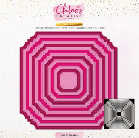 Chloes Creative Cards Metal Die Set - 8x8 Gilded Squares - Craftywaftyshop