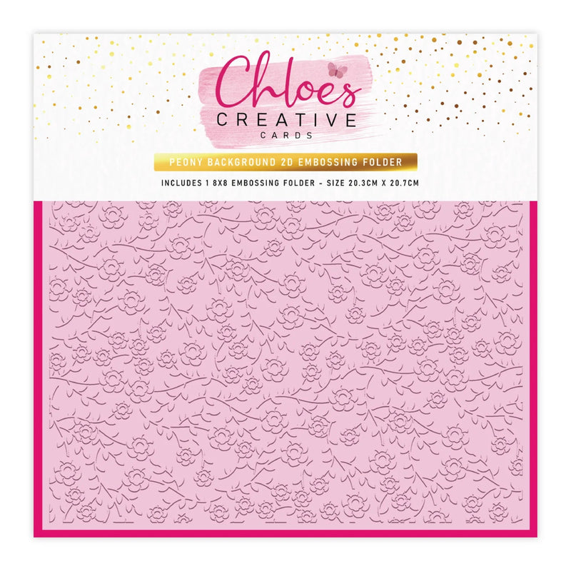 Chloe’s Creative Cards Peony Background 8x8 2D Floral Embossing Folder