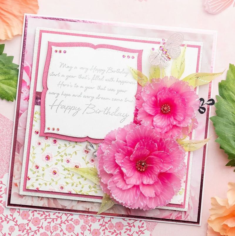 Chloe’s Creative Cards Peony Background 8x8 2D Floral Embossing Folder