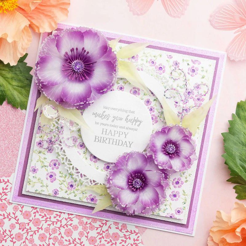 Chloe’s Creative Cards Peony Background 8x8 2D Floral Embossing Folder