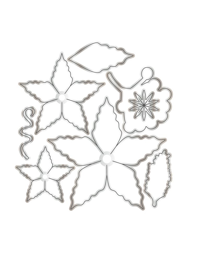 Chloes Creative Cards Poinsettia 5x7 3D Embossing Folder, Metal Die & Stamp Set - Craftywaftyshop