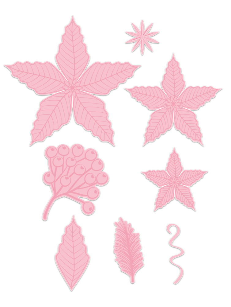 Chloes Creative Cards Poinsettia 5x7 3D Embossing Folder, Metal Die & Stamp Set - Craftywaftyshop