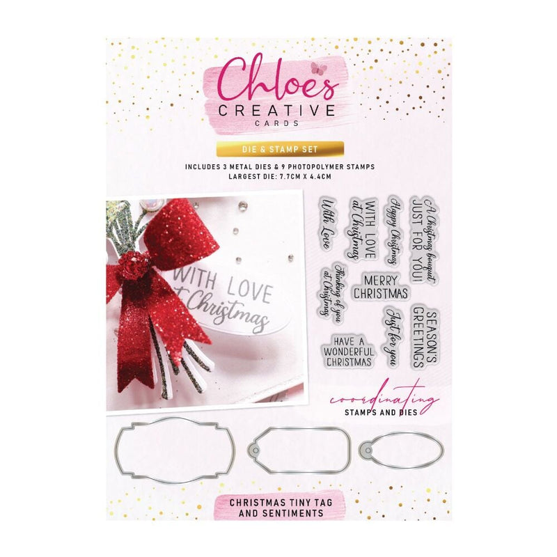 Christmas Tiny Tag and Sentiments Die & Stamp by Chloes Creative Cards - Craftywaftyshop