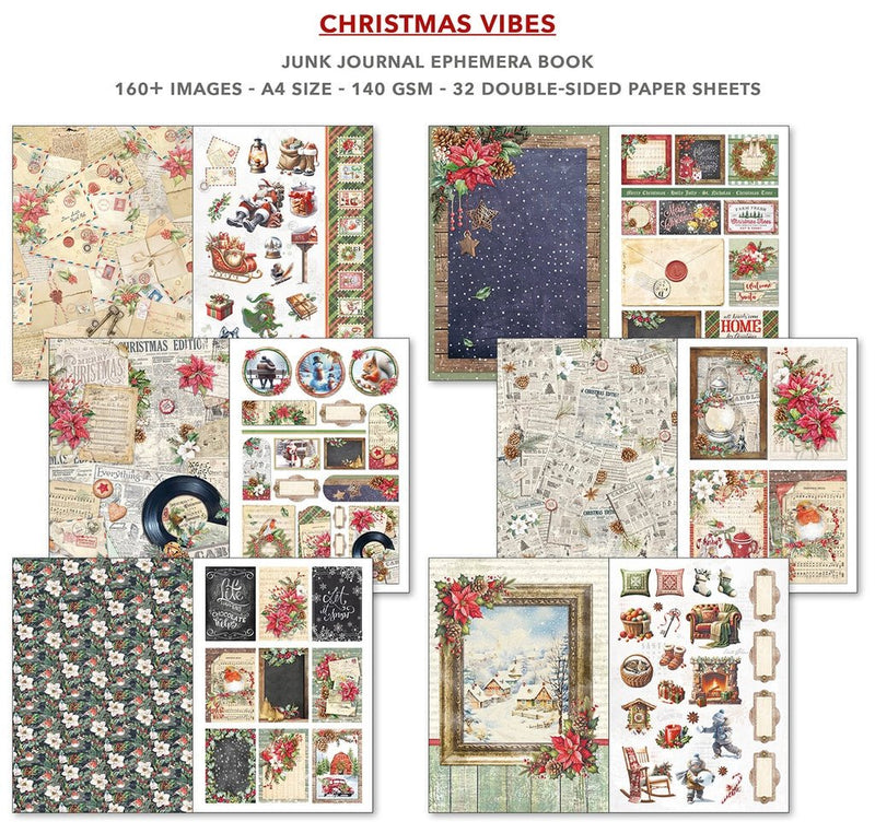 Christmas Vibes Junk Journal Ephemera Book A4 32 Sheets by Ciao Bella - Craftywaftyshop