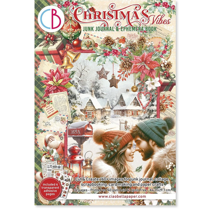 Christmas Vibes Junk Journal Ephemera Book A4 32 Sheets by Ciao Bella - Craftywaftyshop