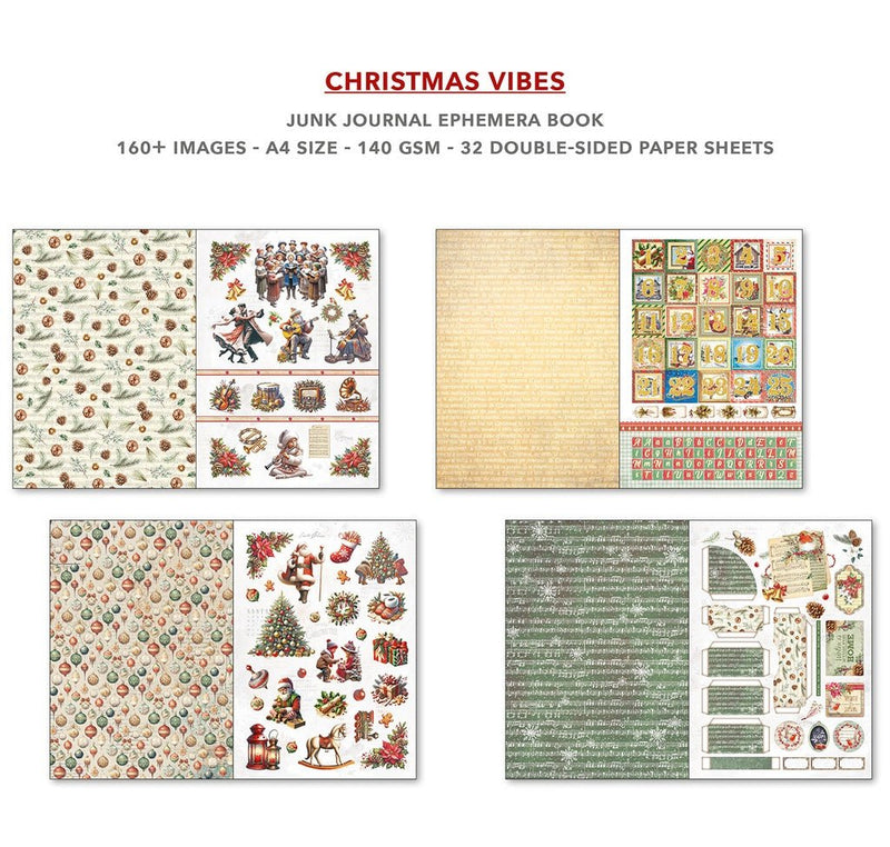 Christmas Vibes Junk Journal Ephemera Book A4 32 Sheets by Ciao Bella - Craftywaftyshop