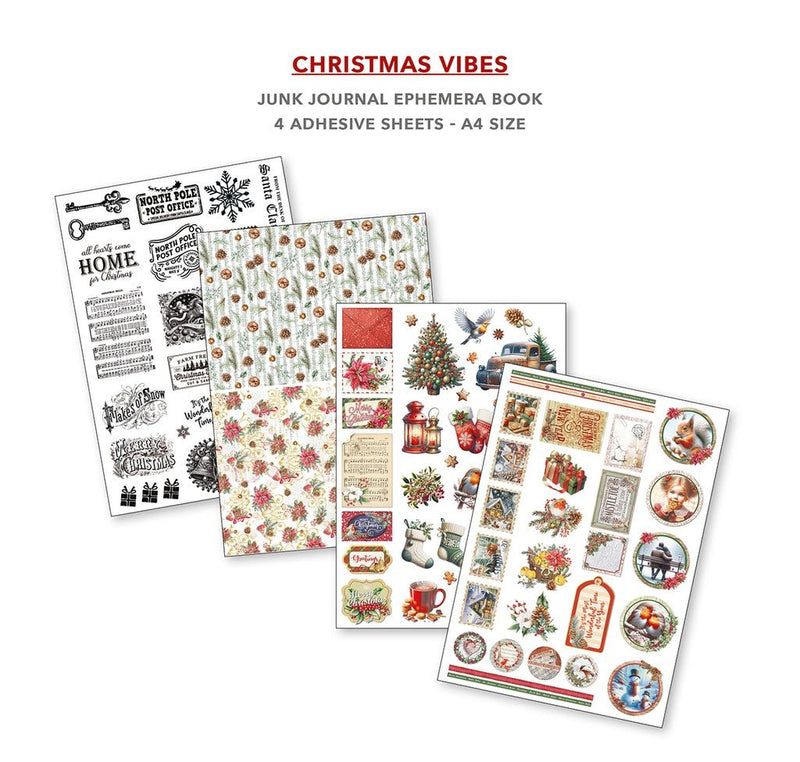 Christmas Vibes Junk Journal Ephemera Book A4 32 Sheets by Ciao Bella - Craftywaftyshop