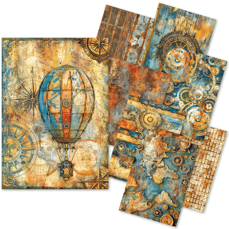 Ciao Bella Craftmix Past Time Mixed A5 Paper Pack - 8 Sheets (Tissue & Vellum Variety) - Craftywaftyshop