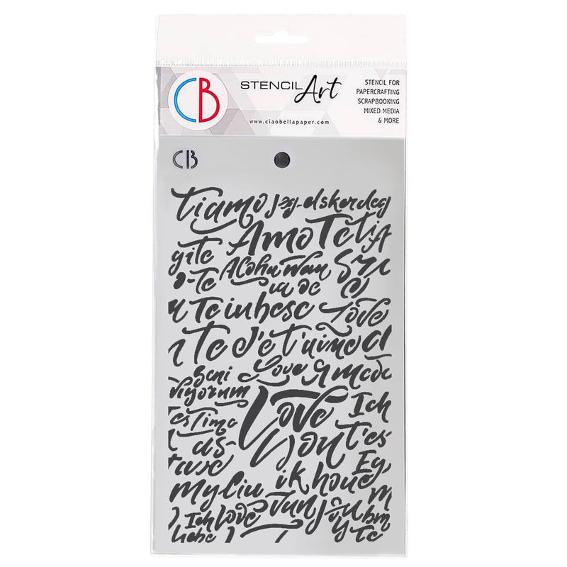 Ciao Bella Je t'aime Texture Stencil 5"x8" Love Engraved - Craftywaftyshop