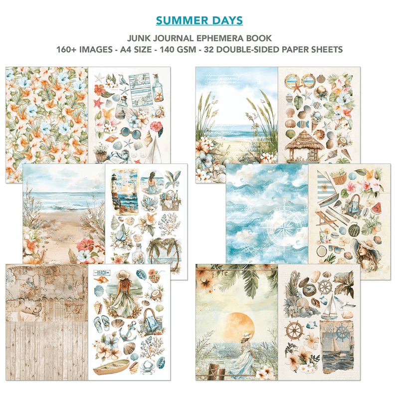 Ciao Bella Junk Journal and Ephemera Book Summer Days A4 - Craftywaftyshop