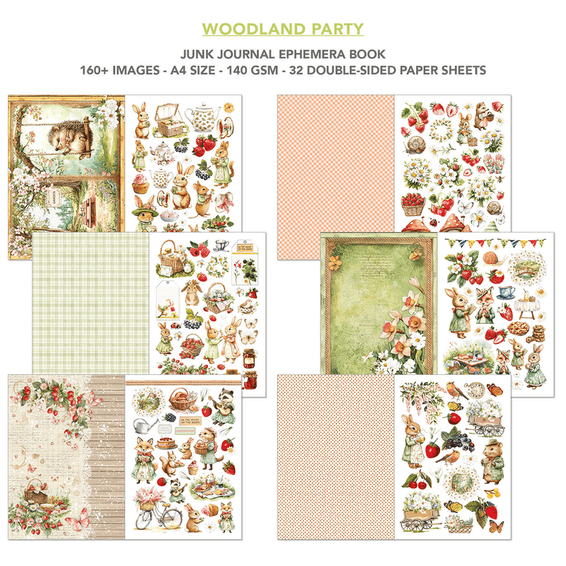 Ciao Bella Junk Journal and Ephemera Book Woodland Party A4 - Craftywaftyshop