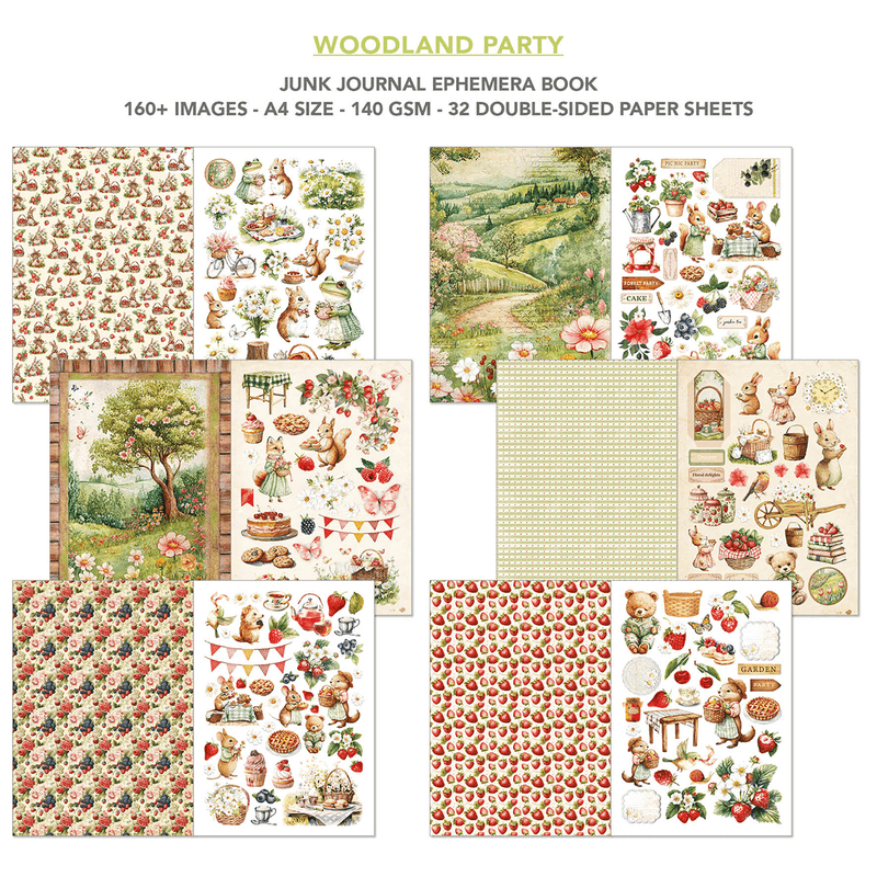 Ciao Bella Junk Journal and Ephemera Book Woodland Party A4 - Craftywaftyshop