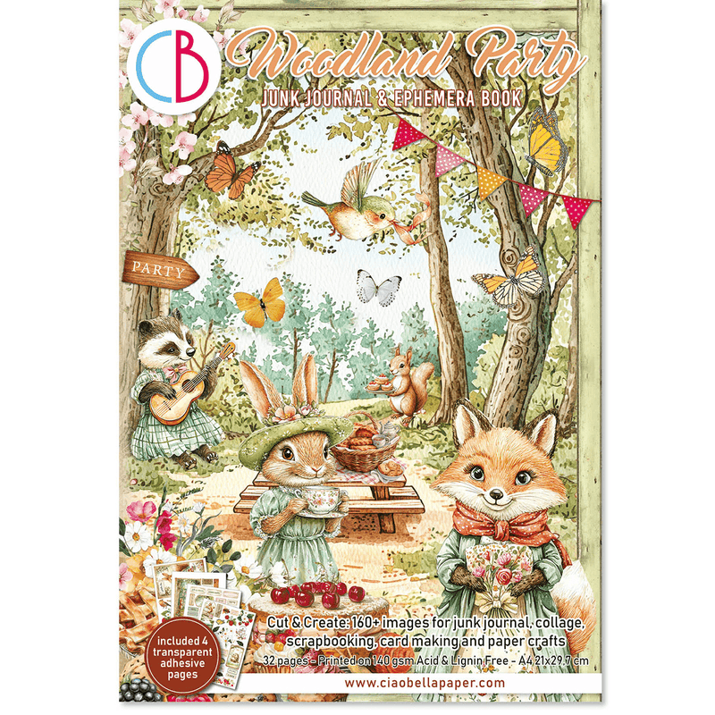Ciao Bella Junk Journal and Ephemera Book Woodland Party A4 - Craftywaftyshop