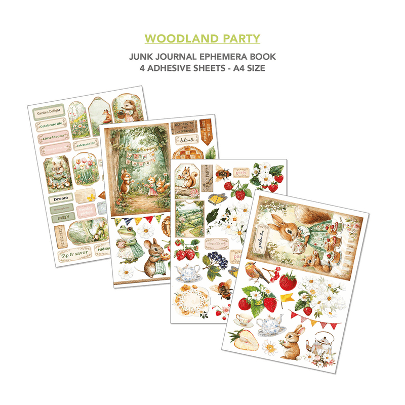 Ciao Bella Junk Journal and Ephemera Book Woodland Party A4 - Craftywaftyshop