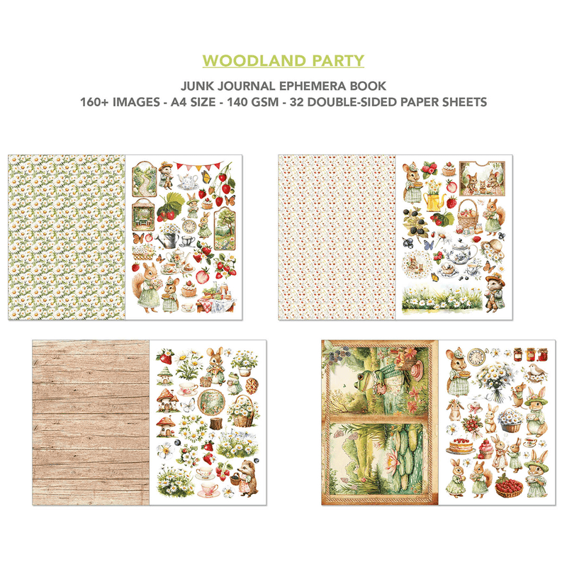 Ciao Bella Junk Journal and Ephemera Book Woodland Party A4 - Craftywaftyshop