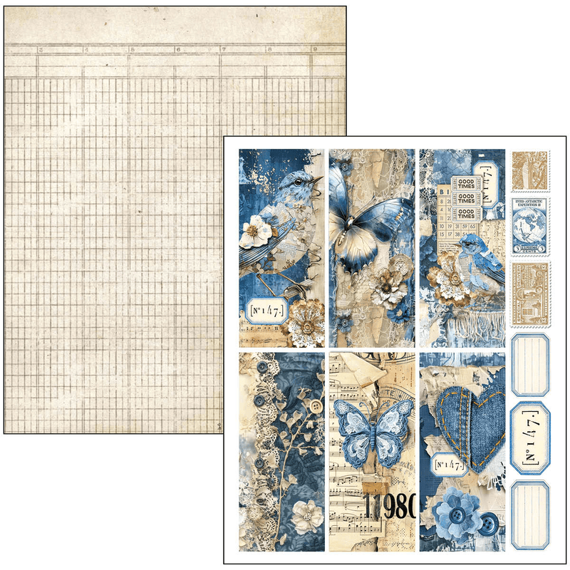 Ciao Bella Mixed Media book Urban Blue Denim A4 Maxi - Craftywaftyshop