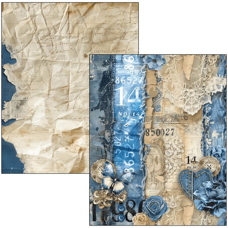 Ciao Bella Mixed Media book Urban Blue Denim A4 Maxi - Craftywaftyshop