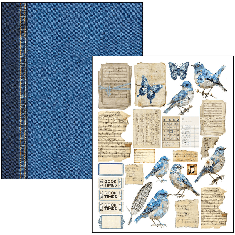 Ciao Bella Mixed Media book Urban Blue Denim A4 Maxi - Craftywaftyshop
