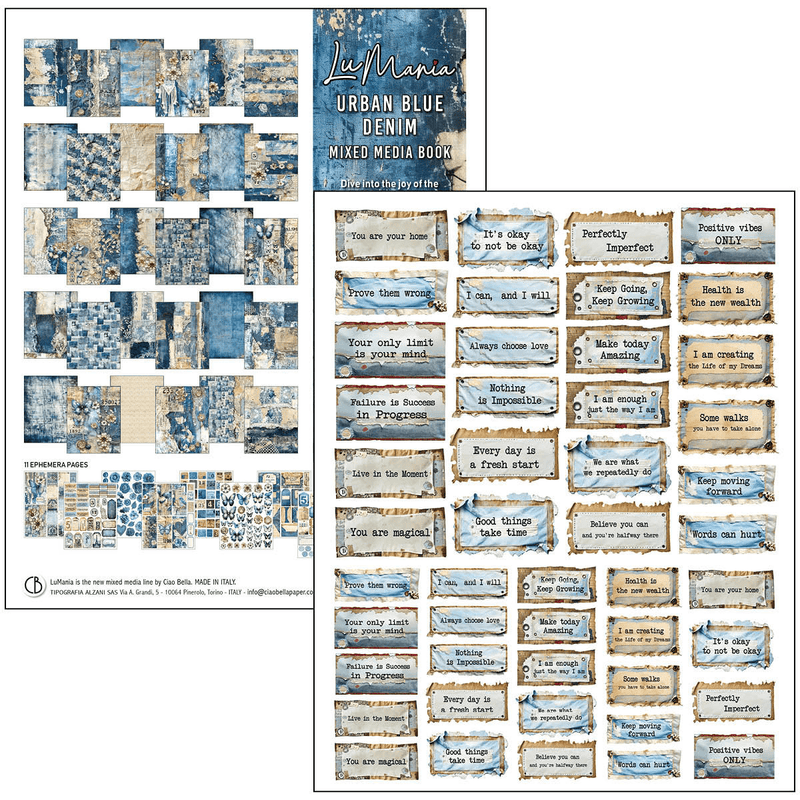 Ciao Bella Mixed Media book Urban Blue Denim A4 Maxi - Craftywaftyshop