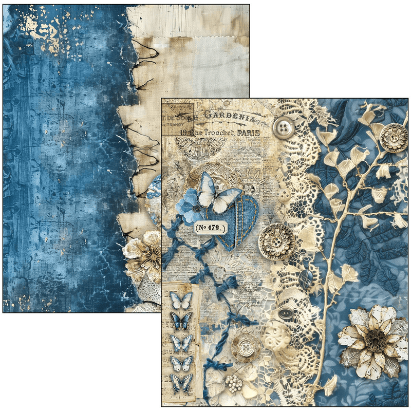 Ciao Bella Mixed Media book Urban Blue Denim A4 Maxi - Craftywaftyshop