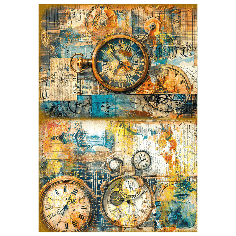 Ciao Bella Mixed Media rice paper A4 set 4/Pkg Past Time - Craftywaftyshop