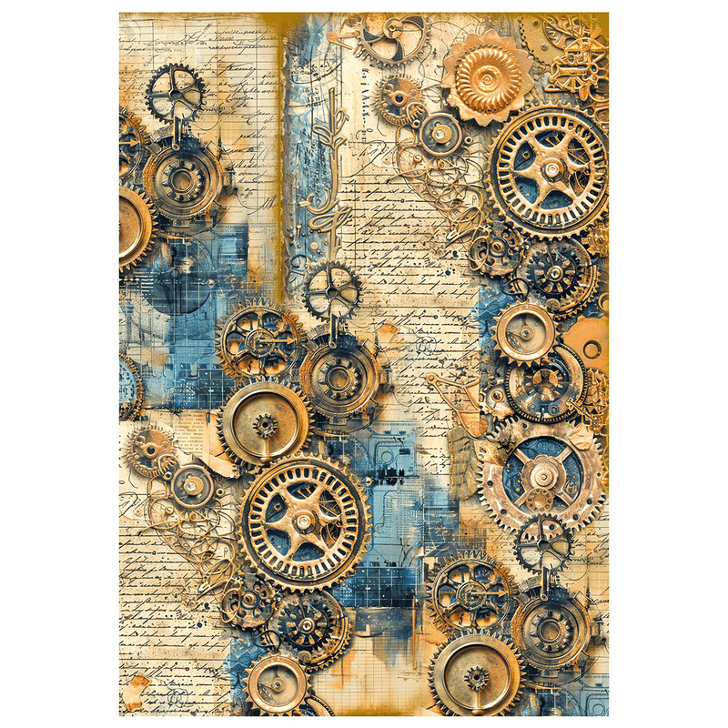 Ciao Bella Mixed Media rice paper A4 set 4/Pkg Past Time - Craftywaftyshop