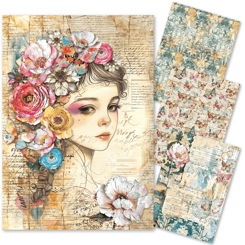 Ciao Bella Mixed Media rice paper A4 set 4/Pkg Quintessential - Craftywaftyshop