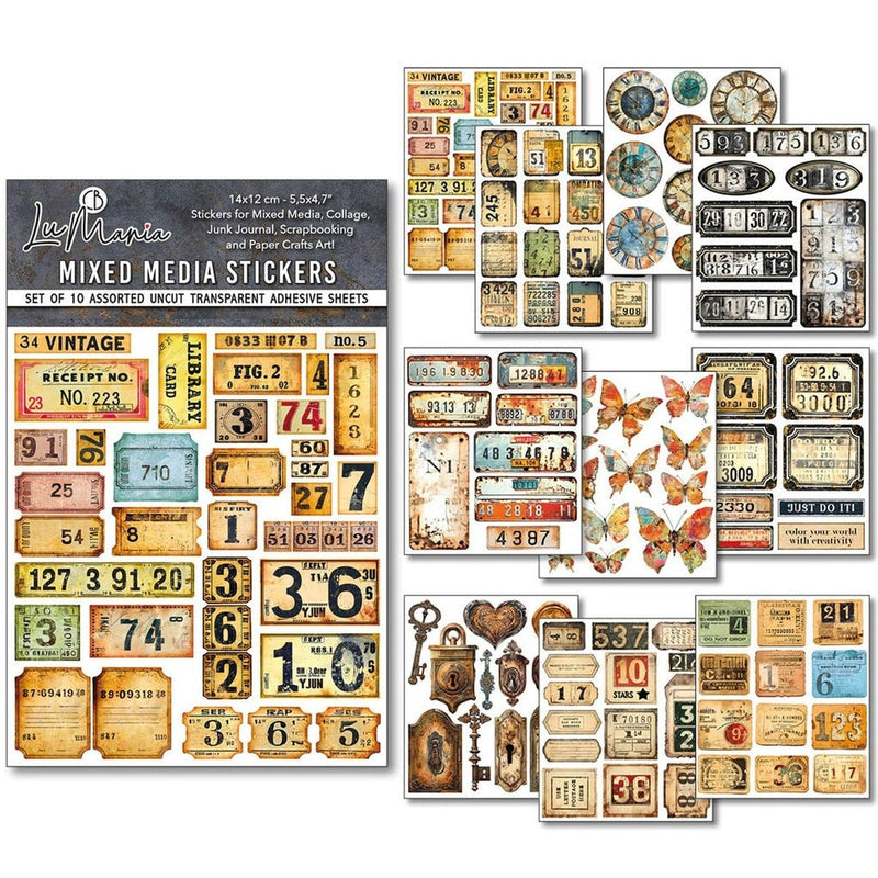 Ciao Bella Paper - Grungy Tags Mixed Media Sticker Set - Craftywaftyshop