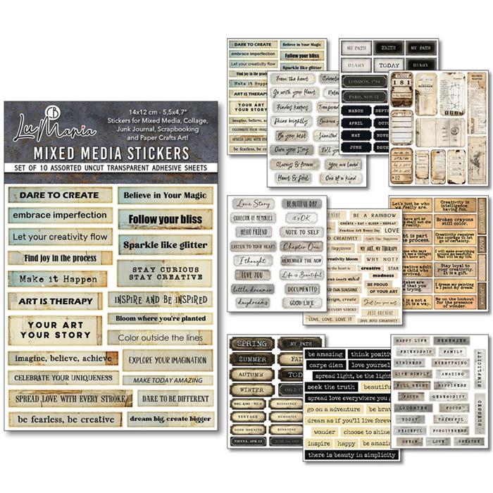 Ciao Bella Paper - Little Words Mixed Media Sticker Set - Craftywaftyshop