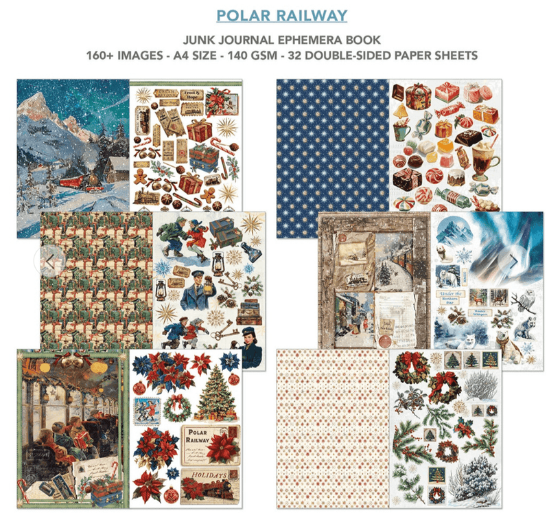 Ciao Bella Paper - Polar Railway - Junk Journal & Ephemera Book - Craftywaftyshop