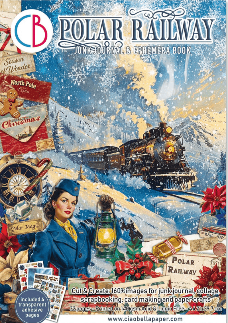 Ciao Bella Paper - Polar Railway - Junk Journal & Ephemera Book - Craftywaftyshop