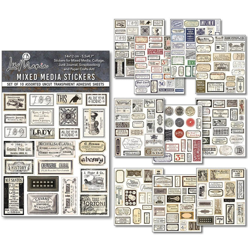 Ciao Bella Paper - Vintage Scripts Mixed Media Sticker Set - Craftywaftyshop