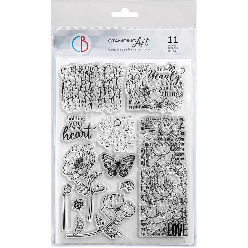 Clear Stamp Set 6x8" Flourishing Scarlet by Ciao Bella - Craftywaftyshop