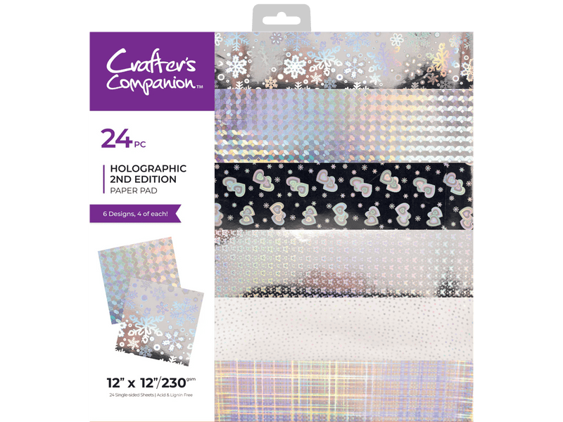 Crafter's Companion 12" x 12" Paper Pad - Holographic 2nd Edition - Craftywaftyshop