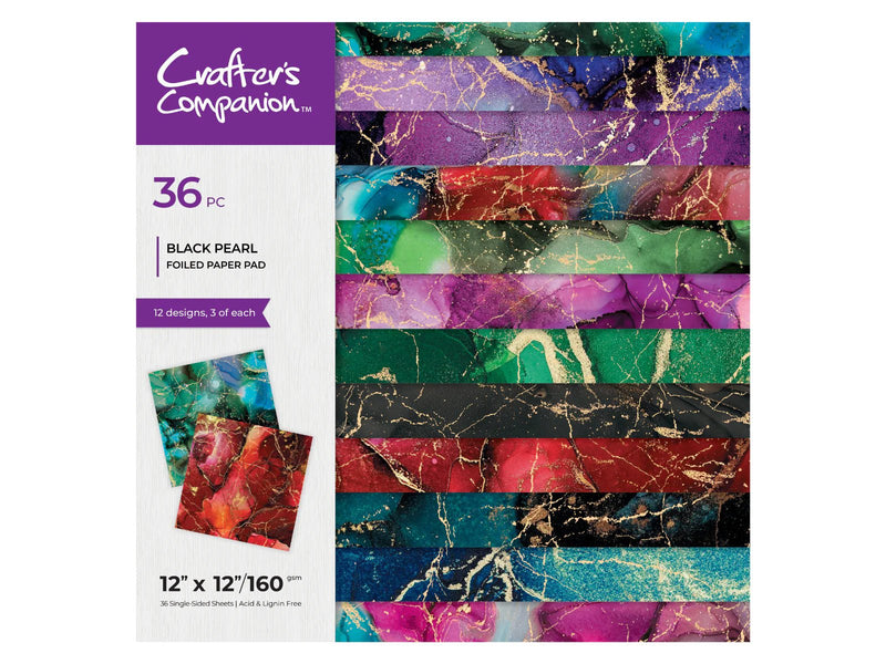 Crafter's Companion 12"x12" Paper Pad - Black Pearl - Craftywaftyshop
