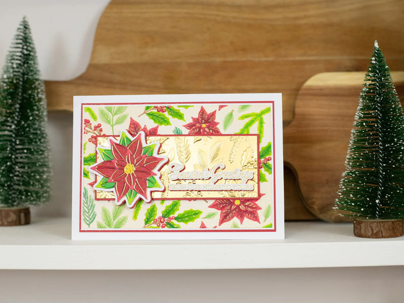 Crafters Companion 3D Embossing Folder, Metal Die & Photopolymer Stamp - Festive Foliage - Craftywaftyshop