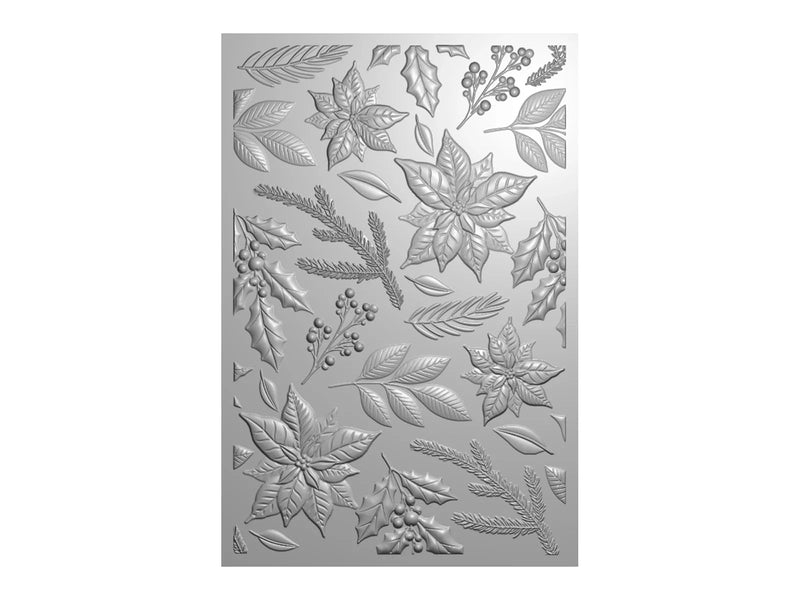 Crafters Companion 3D Embossing Folder, Metal Die & Photopolymer Stamp - Festive Foliage - Craftywaftyshop
