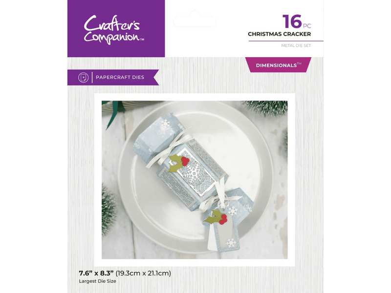 Crafters Companion Metal Dies Dimensionals Christmas Cracker with free 48 pcs cracker contents pack - Craftywaftyshop