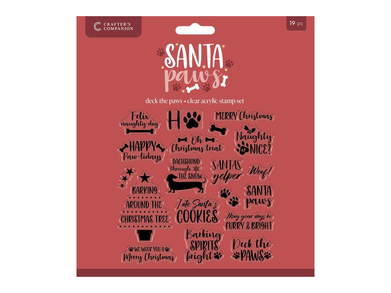Crafter’s Companion Santa Paws Clear Acrylic Stamp - Deck the Paws - Craftywaftyshop