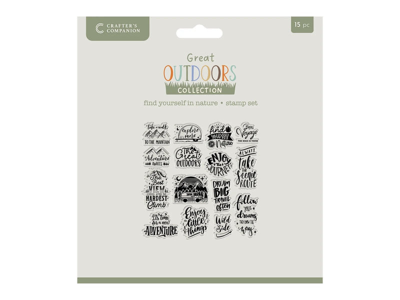 Crafters Companion The Great Outdoors Clear Acrylic Stamp Set Find Yourself in Nature - Craftywaftyshop