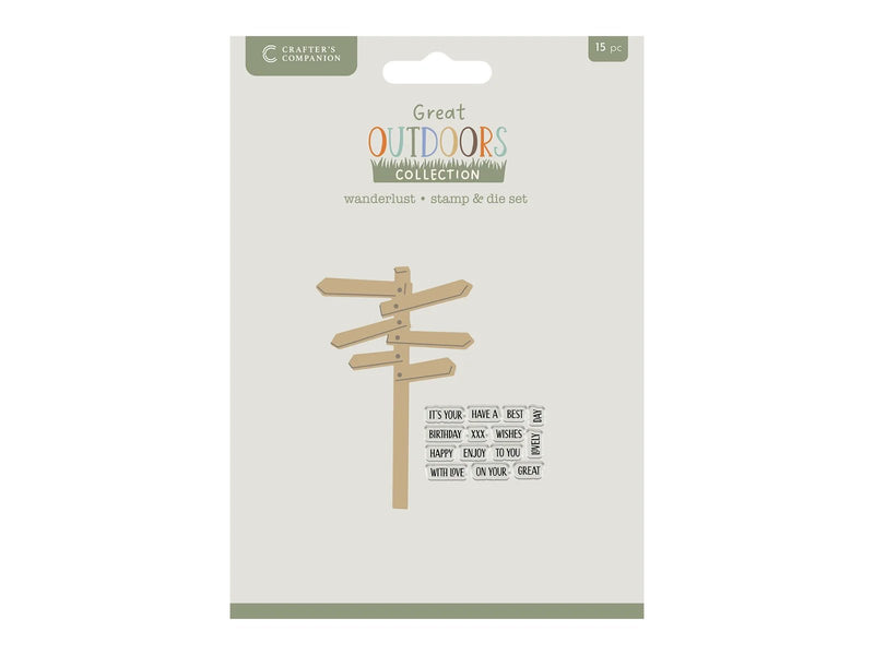 Crafters Companion The Great Outdoors Stamp & Die Set Wander Lust - Craftywaftyshop