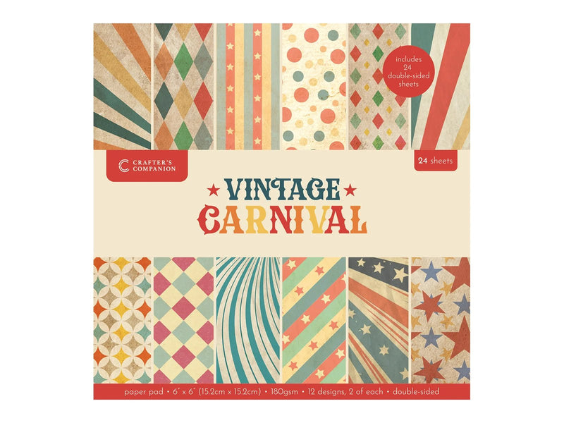 Crafters Companion Vintage Carnival 6 x 6 Paper Pad - Craftywaftyshop