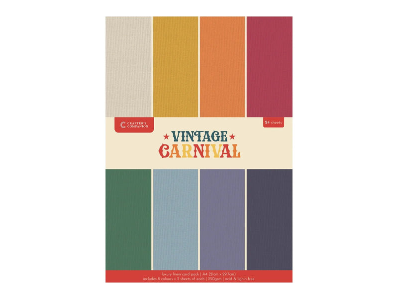 Crafters Companion Vintage Carnival Luxury Linen Cardstock A4 - Craftywaftyshop