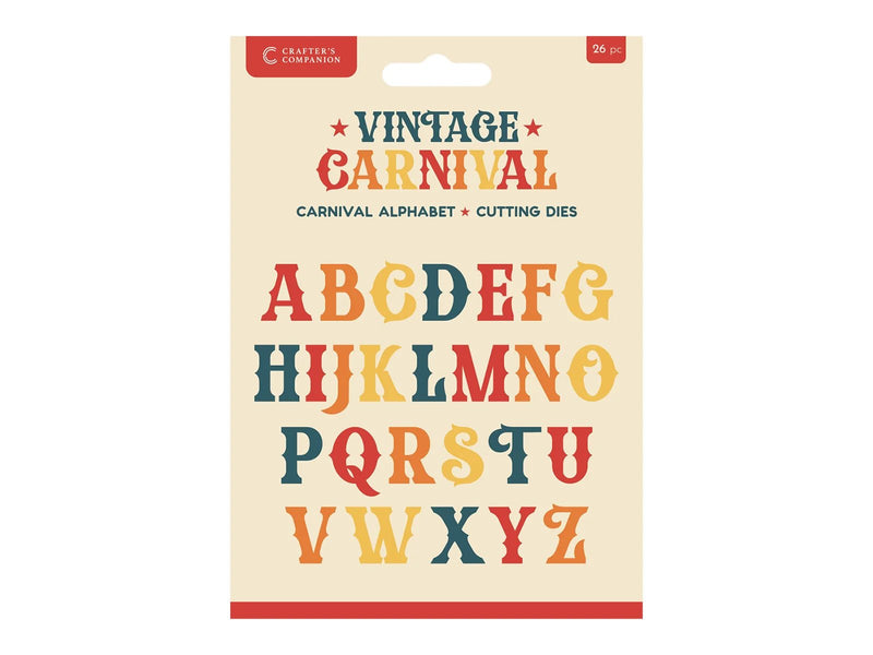 Crafters Companion Vintage Carnival Metal Die Set Carnival Alphabet - Craftywaftyshop