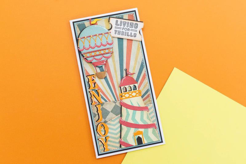 Crafters Companion Vintage Carnival Metal Die & Stencil Set Helter Skelter - Craftywaftyshop