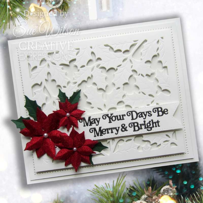 Creative Expressions Sue Wilson Festive Holly Floating Frame Craft Die - Craftywaftyshop
